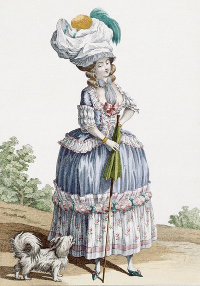 Lady walking her dog, engraved by Voysard, plate no.28 from 